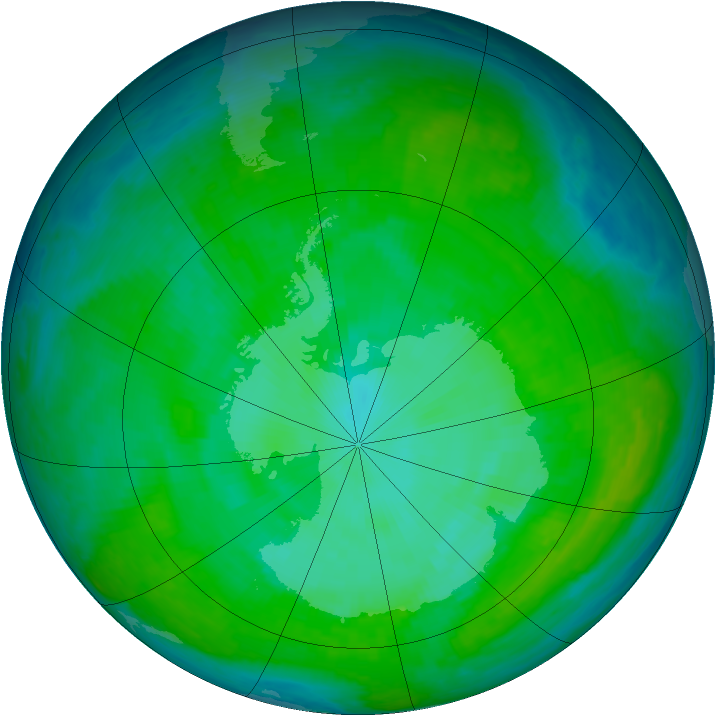 Antarctic ozone map for 21 December 2000